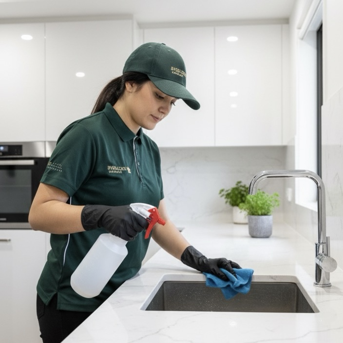 Professional cleaning team at work